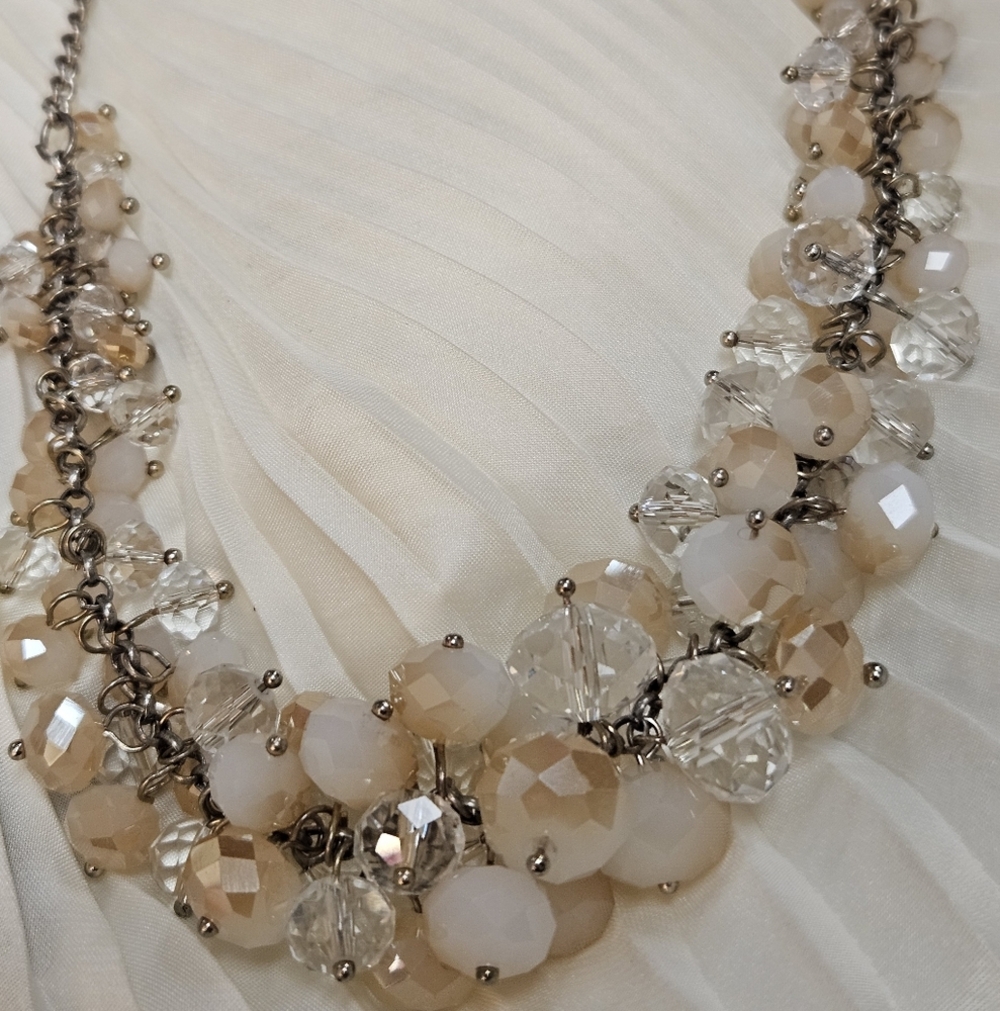 Vintage Gold and Cream Bead & Pearl Statement Necklace - Picture 8 of 12
